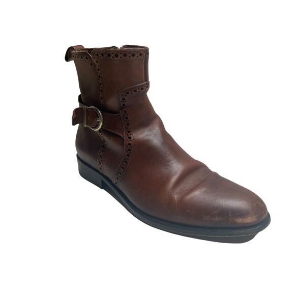 Franco Cuadra Brogue Buckle Zip Brown Leather Riding Boots SZ 9 US / 26 MEX - Picture 2 of 9